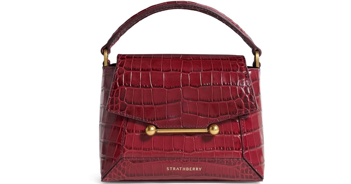 Strathberry Croc Embossed Leather Mosaic Nano Satchel Bag In Red Lyst strathberry-croc-embossed-leather-mosaic-nano-satchel-bag-in-red-lyst