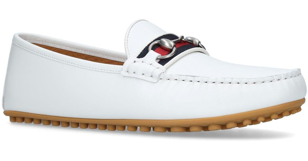 Gucci Kanye Leather Driving Shoes in White for Men | Lyst