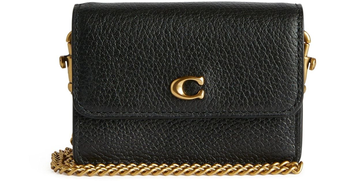 バッグ Coach Flap Leather Black Mini Bag COACH Mini Leather Half Flap Cross-body Bag in Black | Lyst