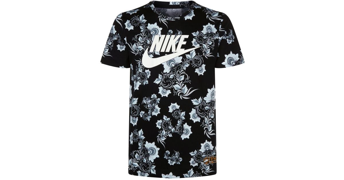 Nike Floral Print T-shirt, Black, M for Men | Lyst