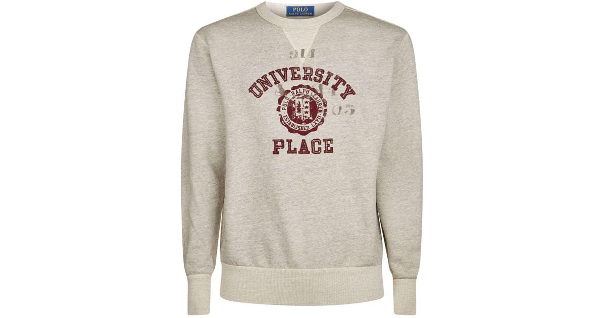 Polo Ralph Lauren Men/'s Gray University Graphic Print Fleece Sweatshirt
