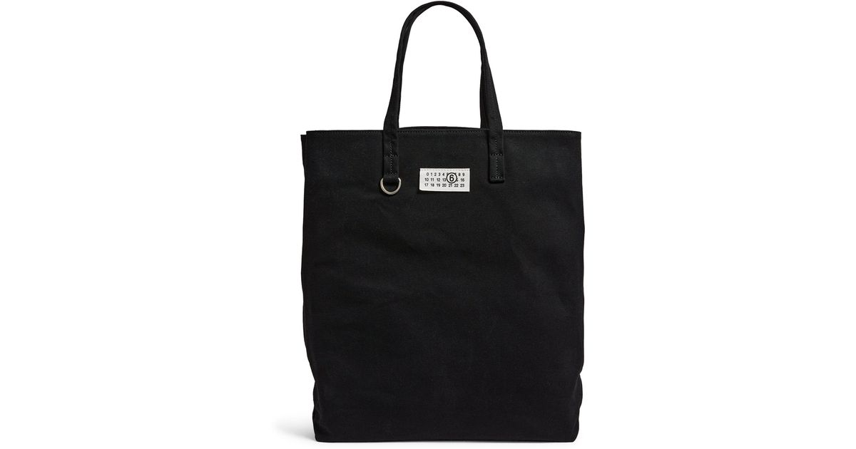 MM6 by Maison Martin Margiela Large Canvas Tote Bag in Black