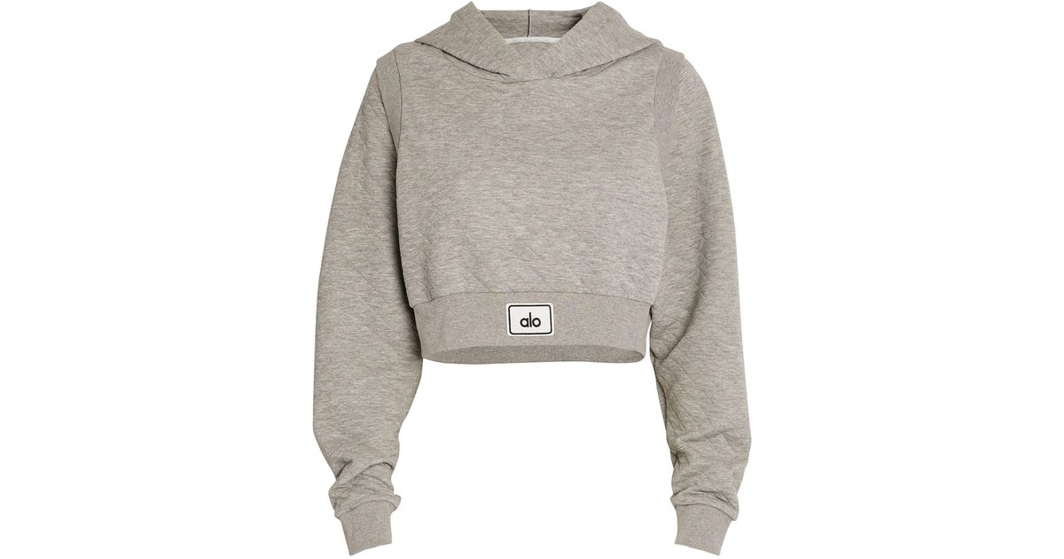 Quilted Cropped Arena Hoodie in Ivory by Alo Yoga