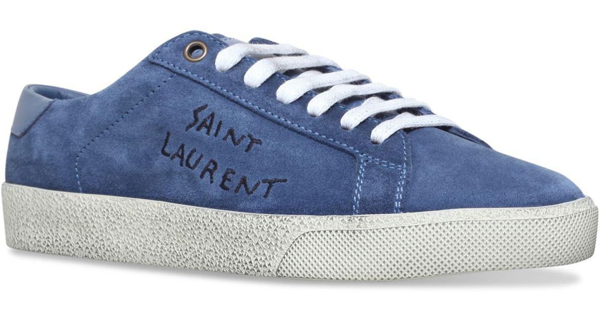 Saint Laurent Suede Court Classic Sneakers in Blue - Lyst
