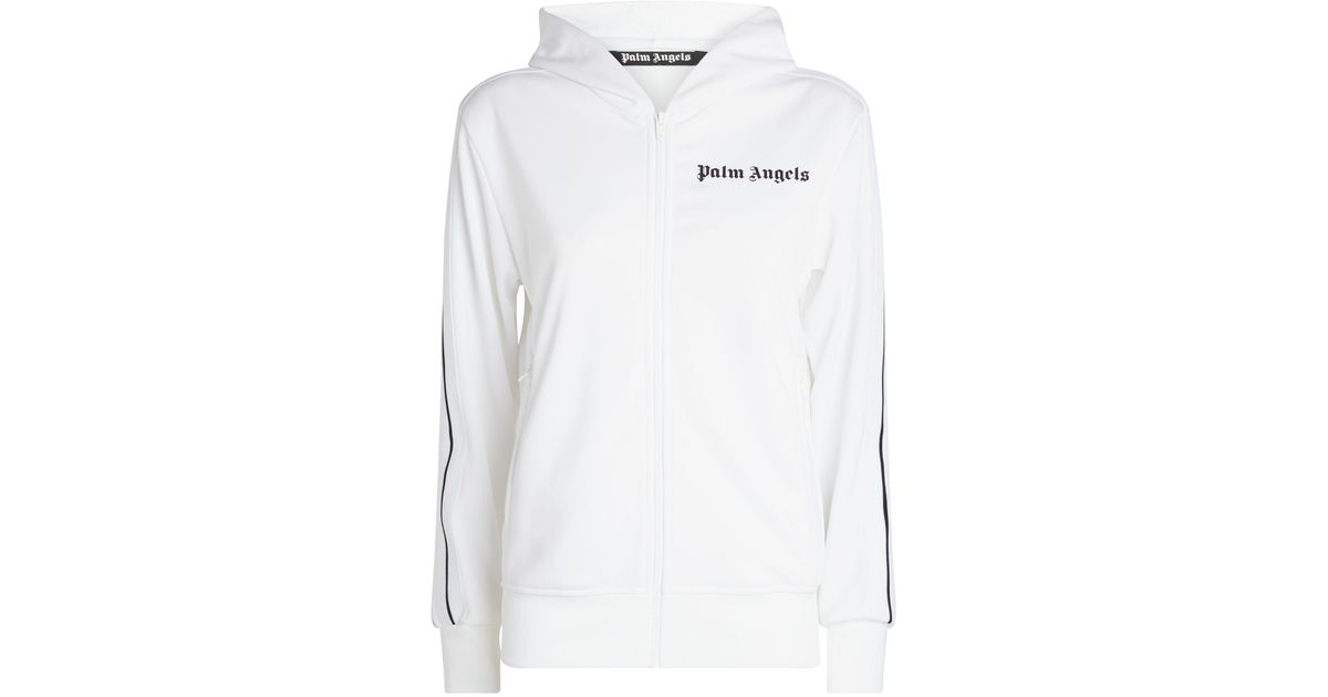 Palm Angels Synthetic Hooded Track Jacket in White - Lyst