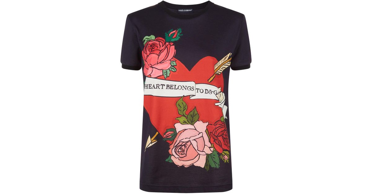 fumle evne cricket Dolce & Gabbana Cotton My Heart Belongs To D & G T-shirt - Lyst