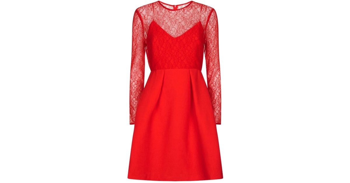sandro red lace dress