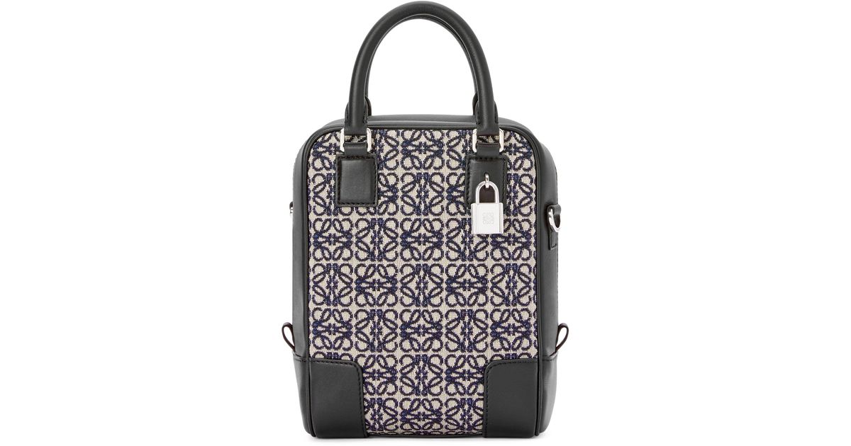 Loewe Leather Jacquard Amazona 15 Vertical Bag in Navy (Blue) for Men