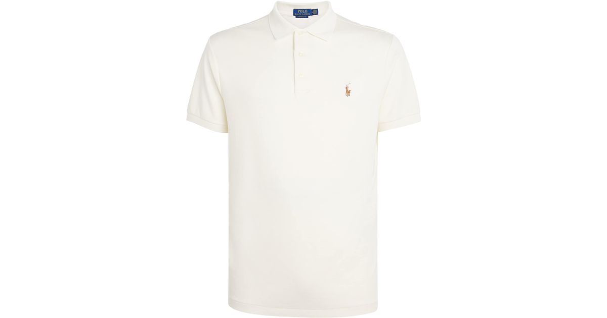 Polo Ralph Lauren Pima Cotton Slim Fit Polo Shirt in White for Men | Lyst