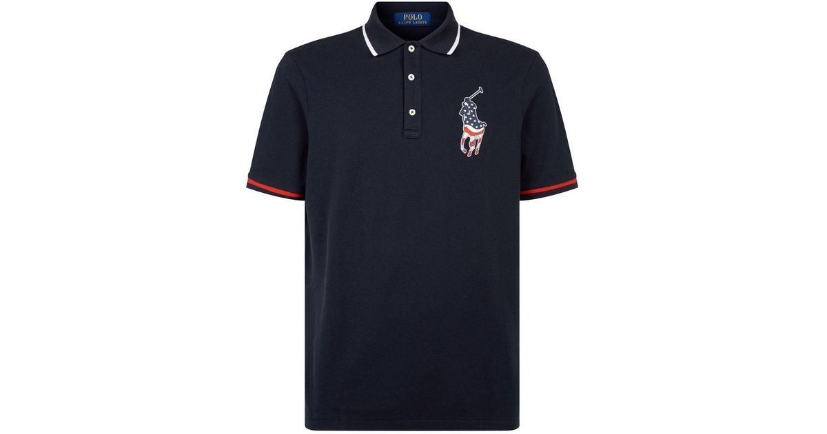 Cotton American Flag Pony Polo Shirt 