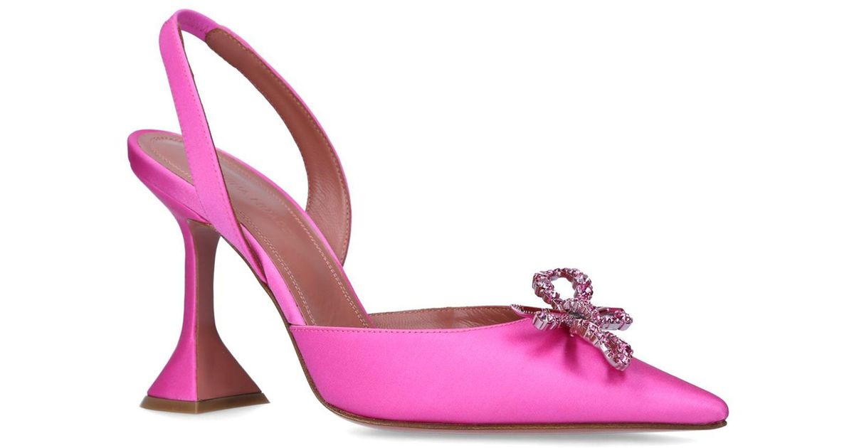 AMINA MUADDI Bow-embellished Rosie Slingback Pumps 95 in Pink | Lyst