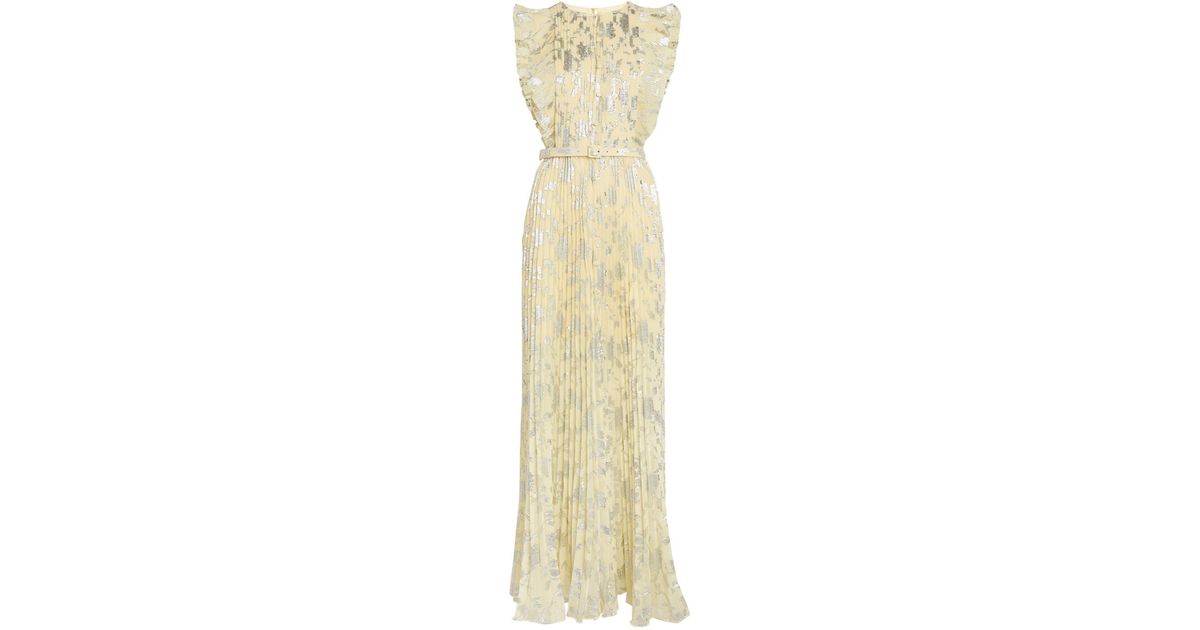 Self-Portrait Champagne Metallic Chiffon Maxi Dress main image 0