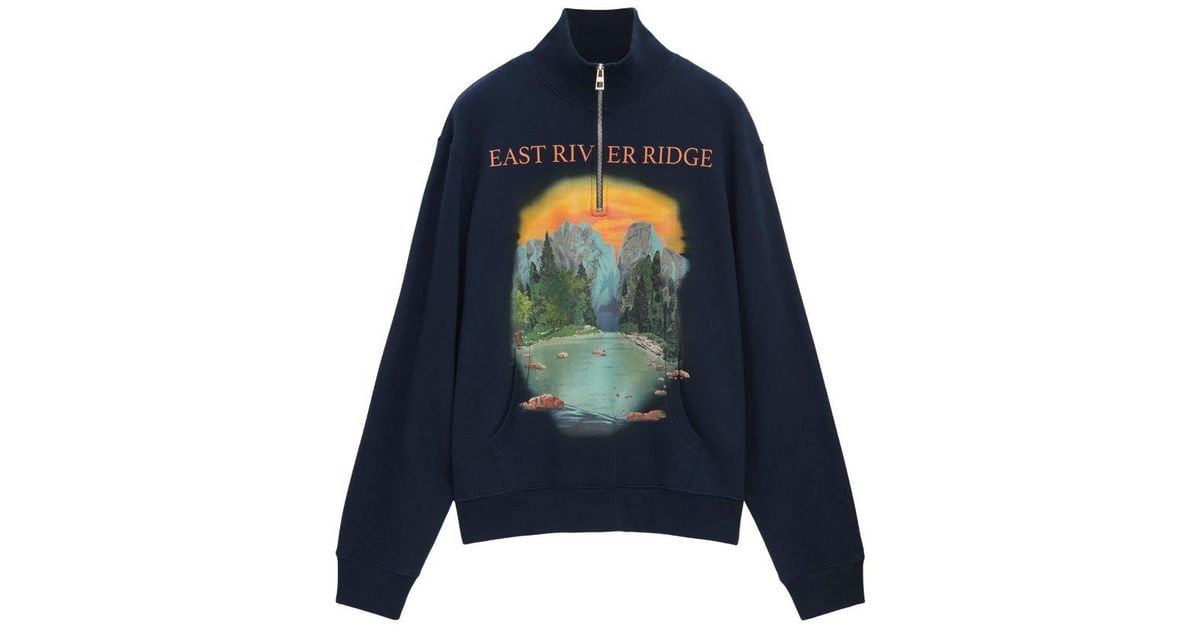 Loewe Graphic Quarter-zip Sweatshirt in Blue for Men | Lyst UK