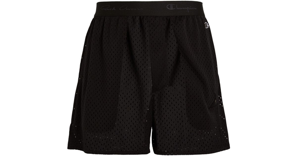 Rick Owens X Champion Mesh Shorts in Black for Men | Lyst