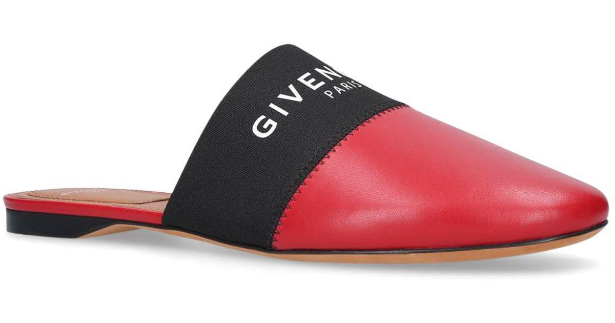 Givenchy Leather Bedford Slides in Red 