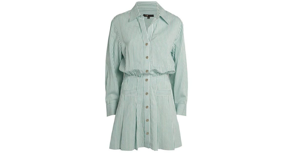 Maje Striped Shirt Dress in Green | Lyst