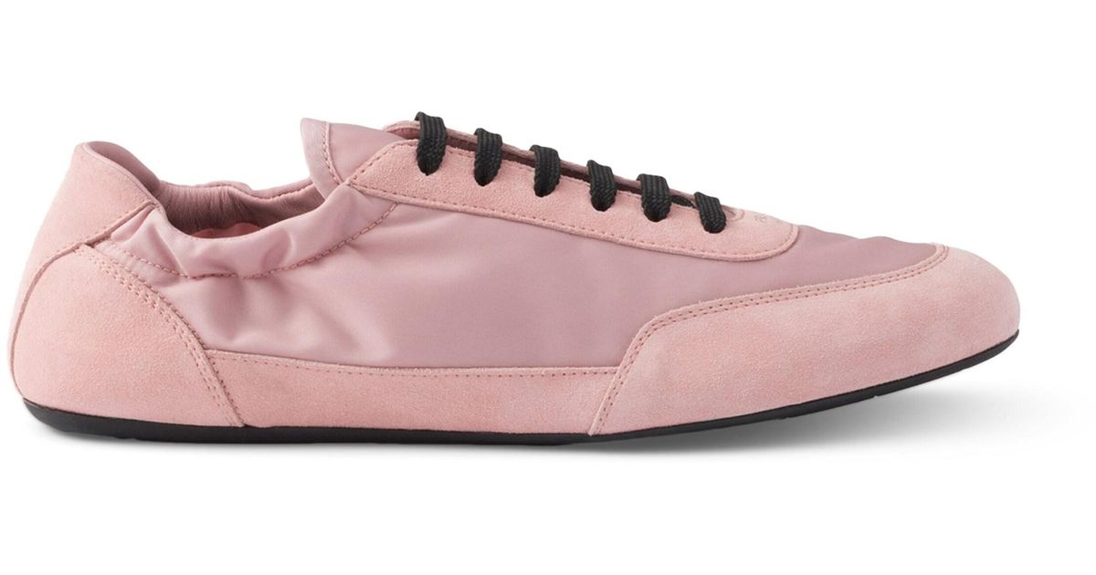 Prada Re-Nylon And Suede Collapse Sneakers in Pink | Lyst Canada