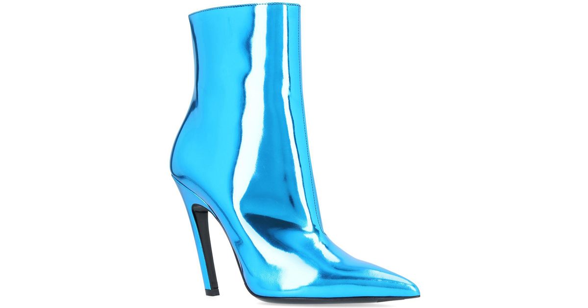 blue metallic booties