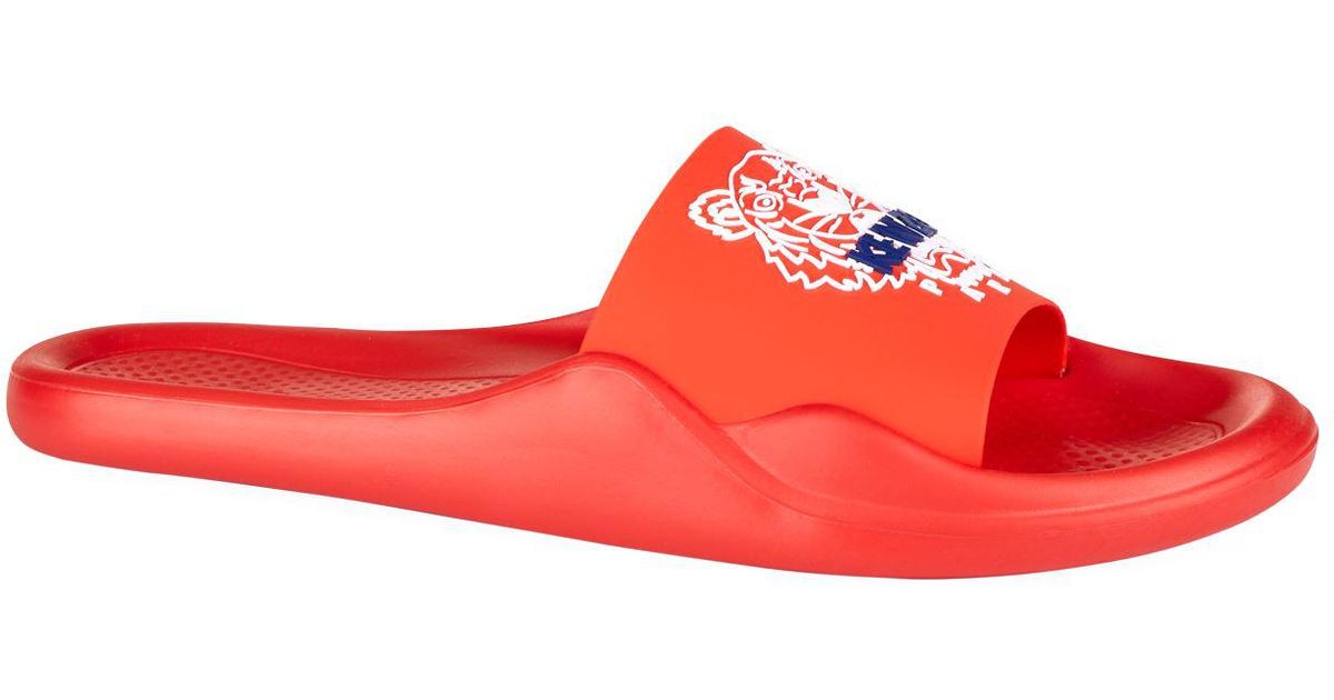 Kenzo Tiger Logo Printed Slides In Red For Men Lyst Kenzo Tiger Logo Printed Slides In Red For Men Lyst