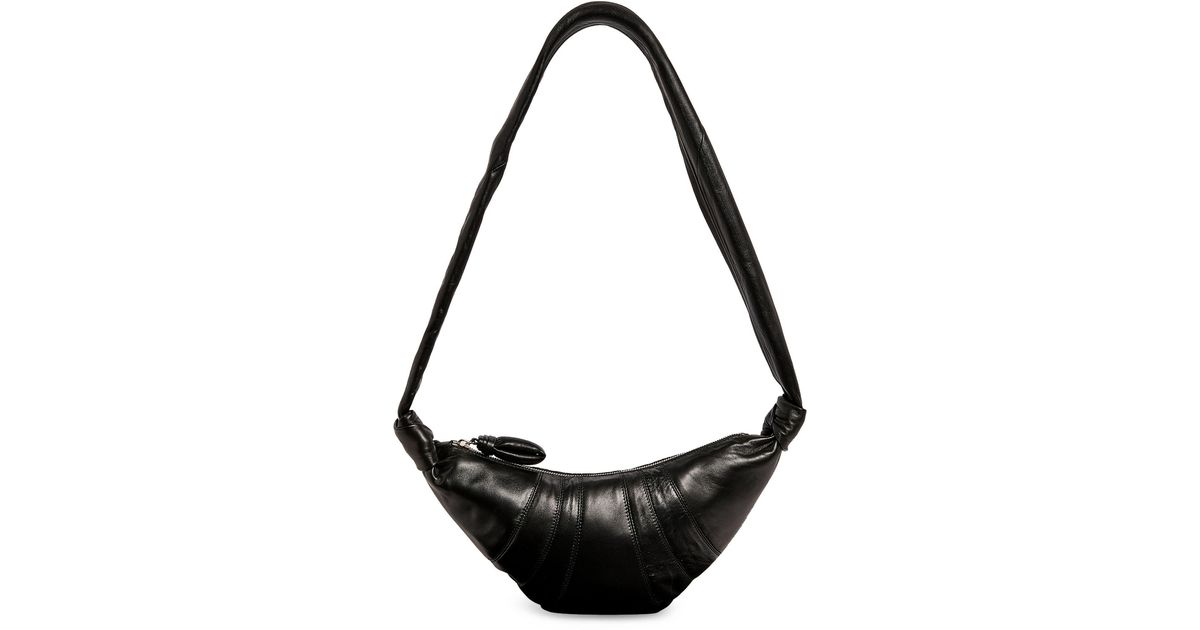 Lemaire Small Leather Croissant Bag in Black | Lyst UK