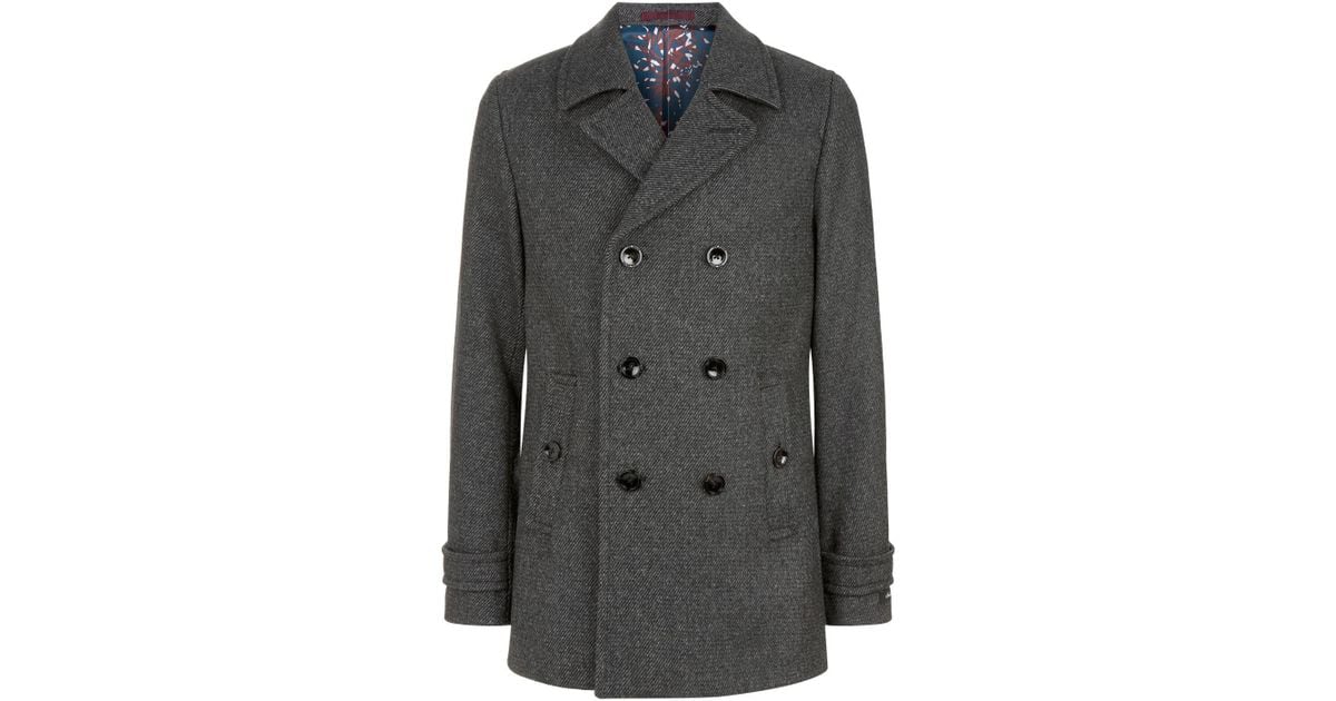 Ted Baker Grilld Wool Peacoat In Grey, Ted Baker Winter Coats 2019