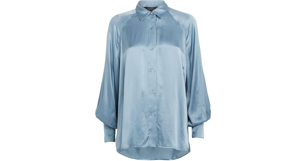 AllSaints Silk-blend Oana Shirt in Blue | Lyst