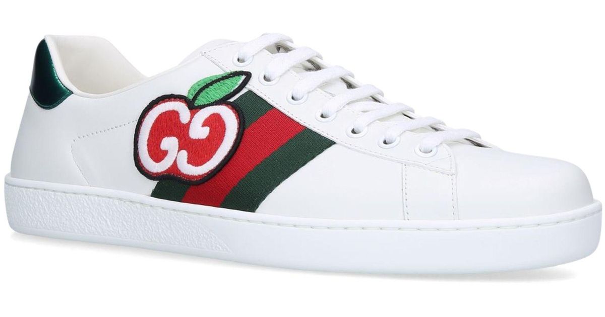 Gucci Leather GG Apple Ace Sneakers in White for Men - Save 29% - Lyst