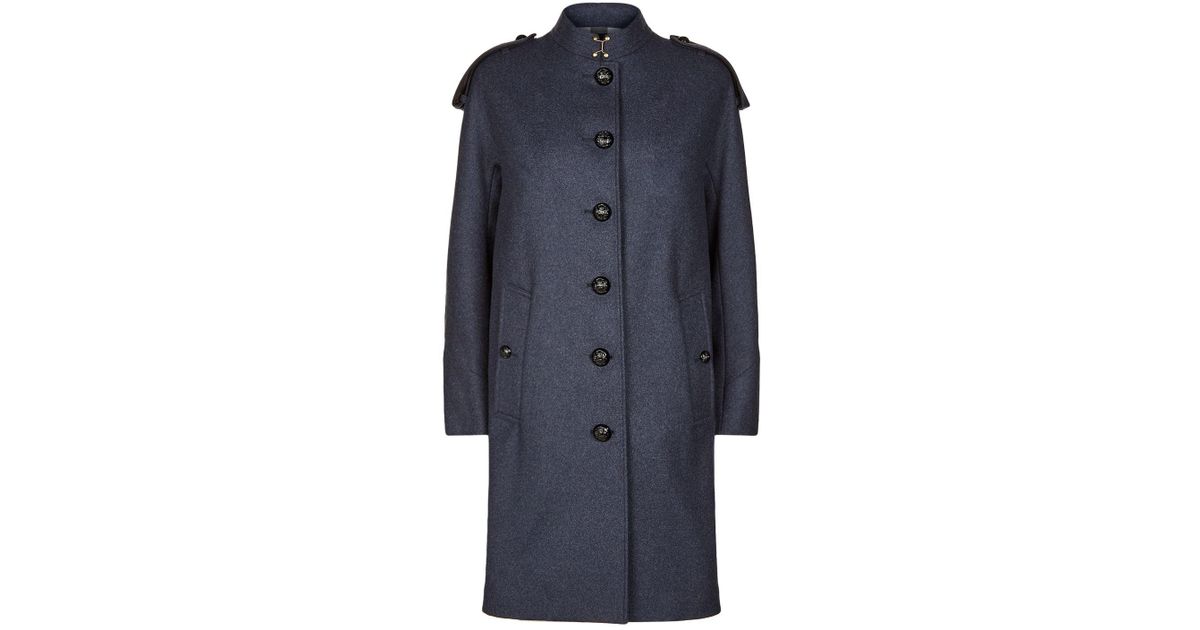 Burberry Wool Dawsmere Coat in Blue - Lyst
