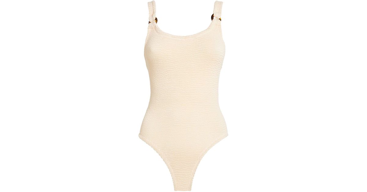 Hunza G Synthetic Domino Swimsuit In Nude White Lyst