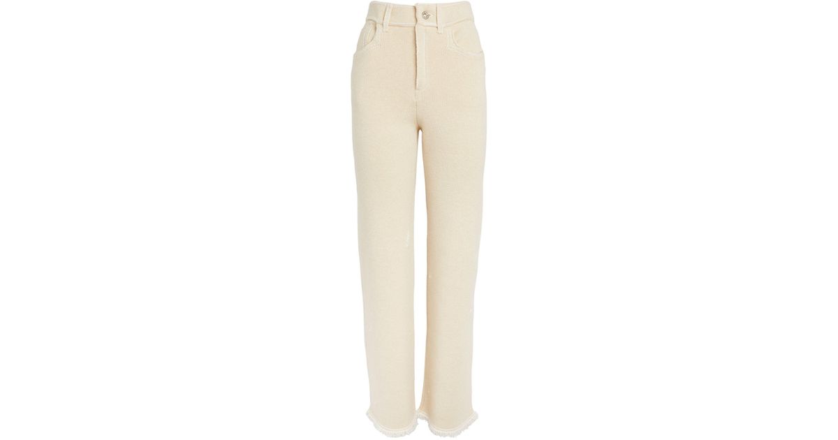 Barrie Cashmere-blend Distressed Trousers in Natural