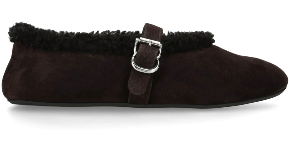 Alaïa Shearling Ballet Flats in Black | Lyst