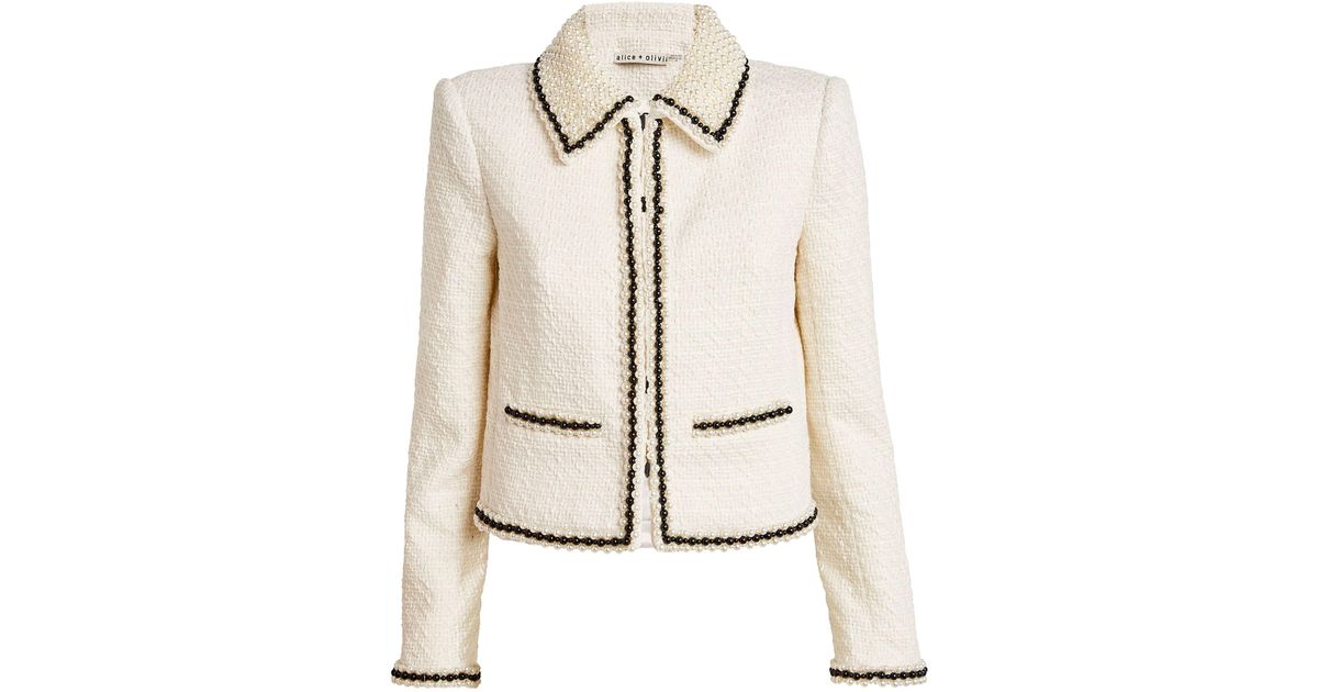 Alice + Olivia Alice + Olivia Embellished Kidman Jacket in Natural