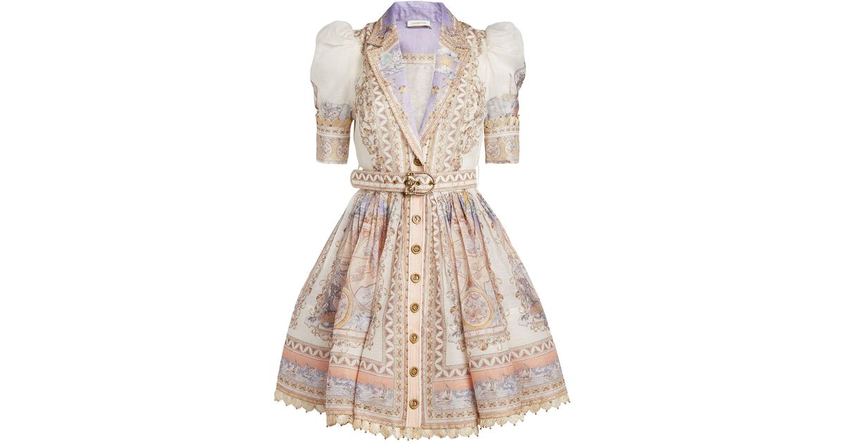 Zimmermann High Tide Mini Dress in Natural | Lyst