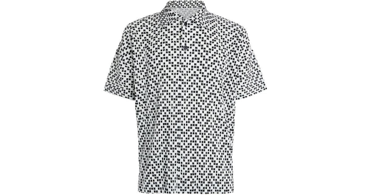 Homme Plissé Issey Miyake Zigzag Print Pleated Polo Shirt in White for ...
