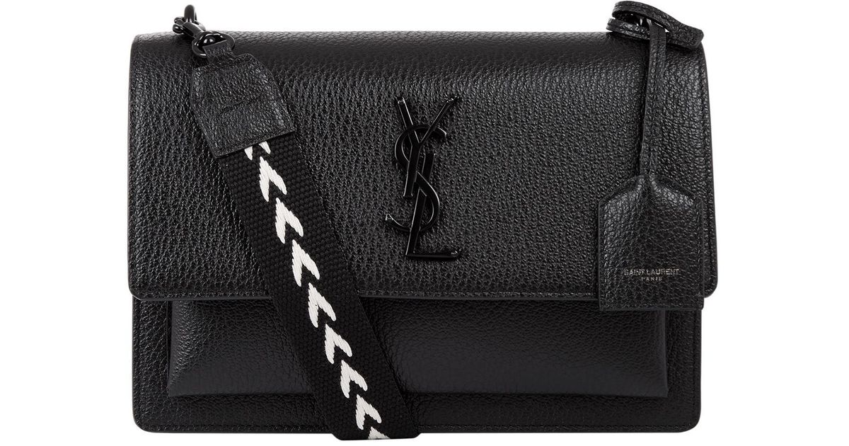 Saint Laurent Medium Guitar Strap Sunset Shoulder Bag in Black | Lyst