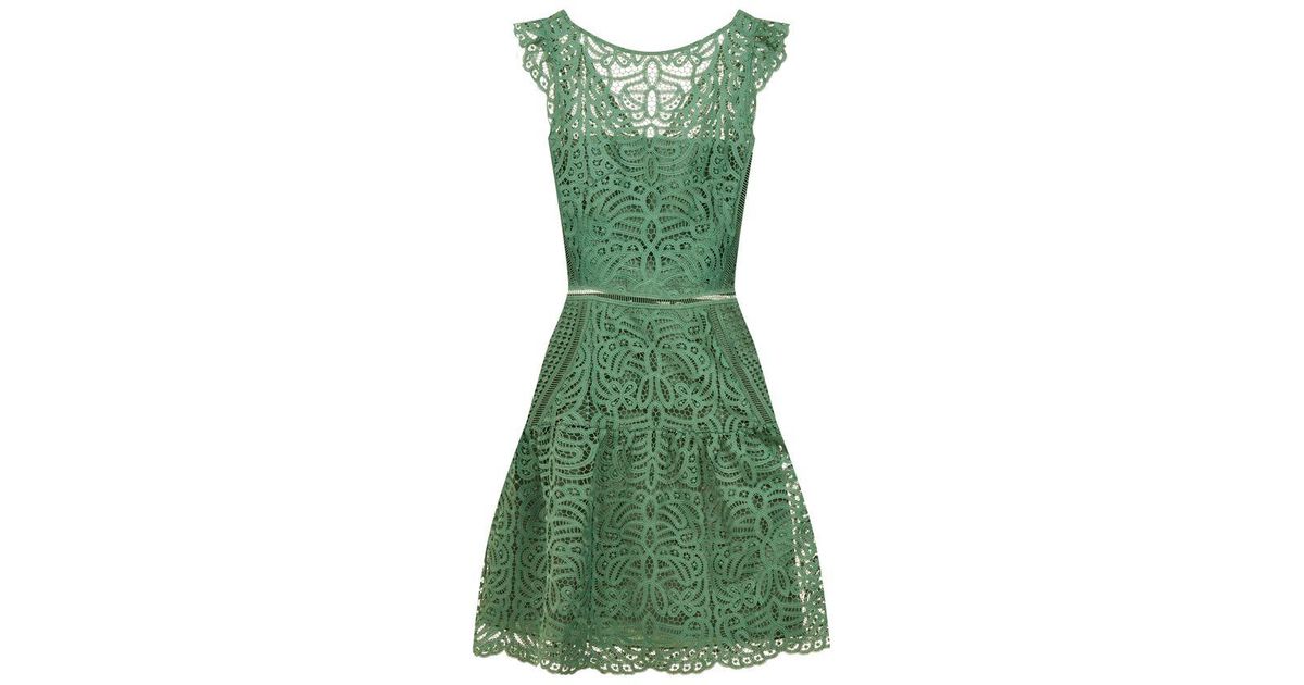 reiss green lace dress