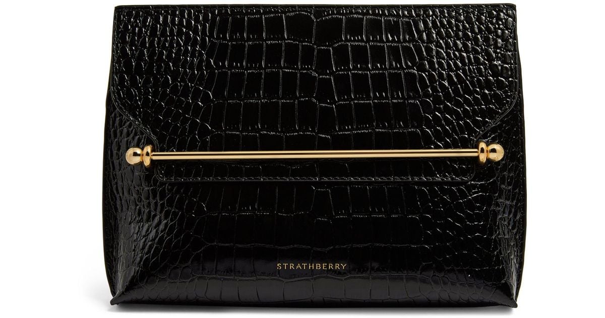Strathberry Leather Stylist Clutch Bag in Black | Lyst