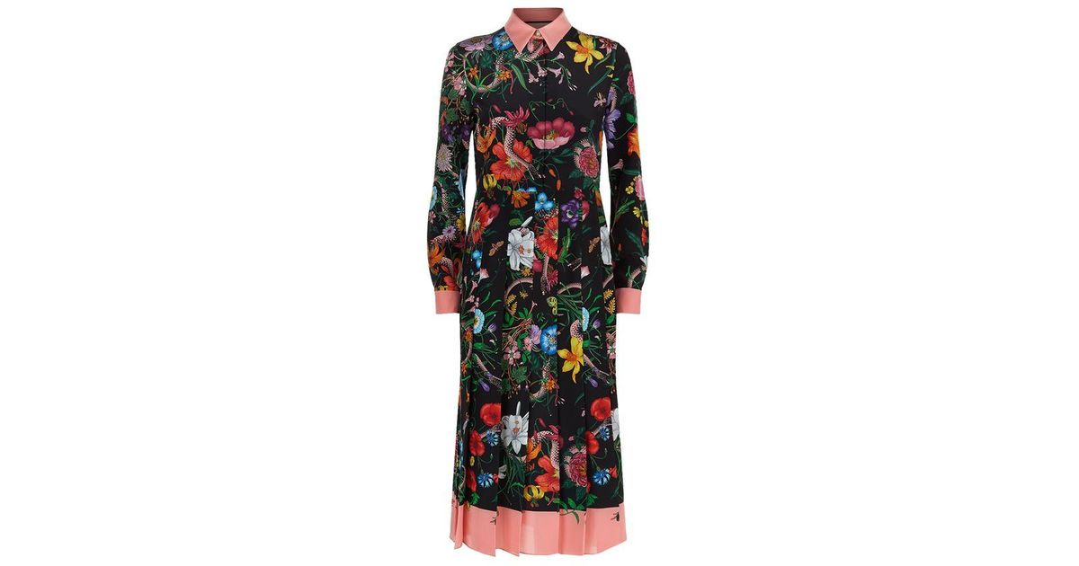 Gucci Flora Snake Print Silk Dress | Lyst Canada