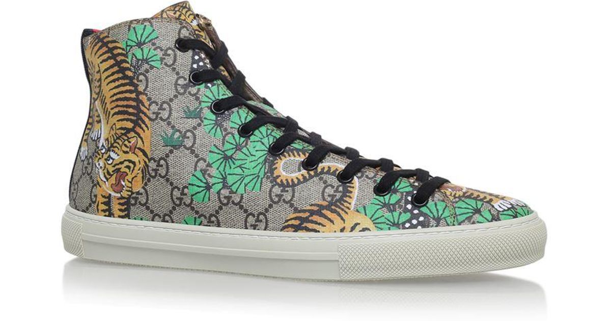 Gucci Leather Tiger High-top Sneakers in Green | Lyst Canada