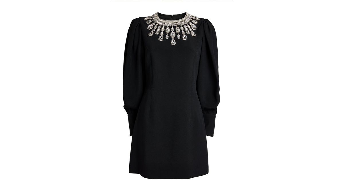 Andrew Gn Synthetic Crystal-embellished Mini Dress in Black | Lyst Canada
