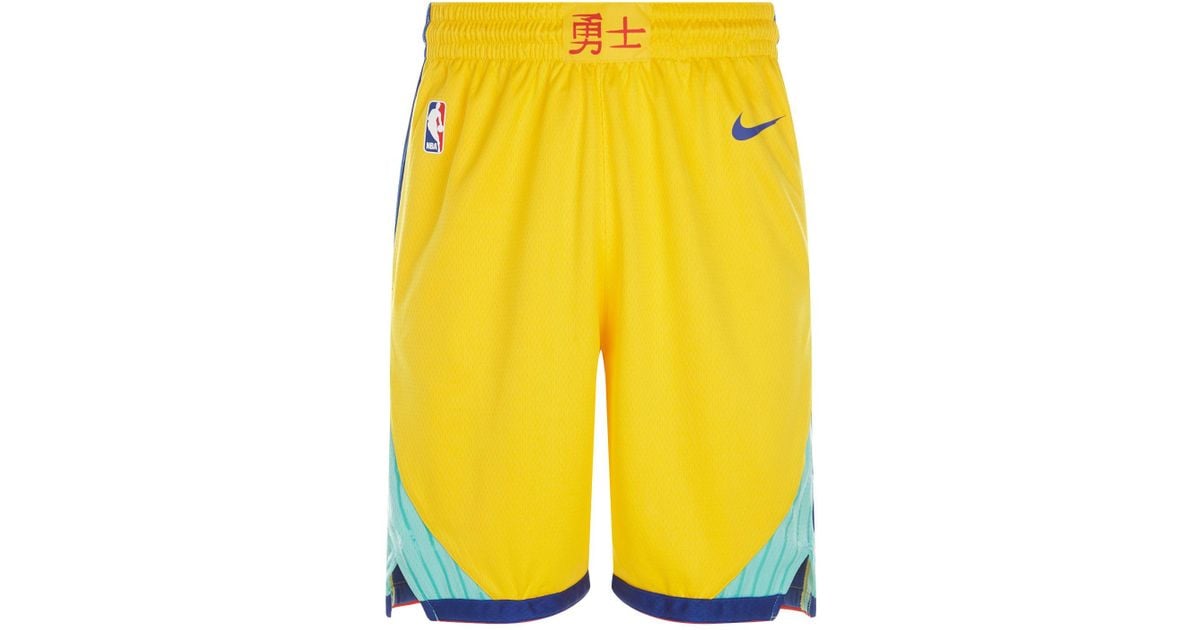 Nike Golden State Warriors Swingman City Edition Shorts in Yellow for Men |  Lyst