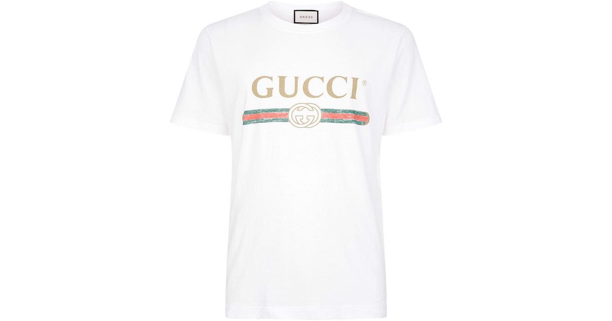 Gucci Fake Logo T-shirt in White for Men | Lyst UK