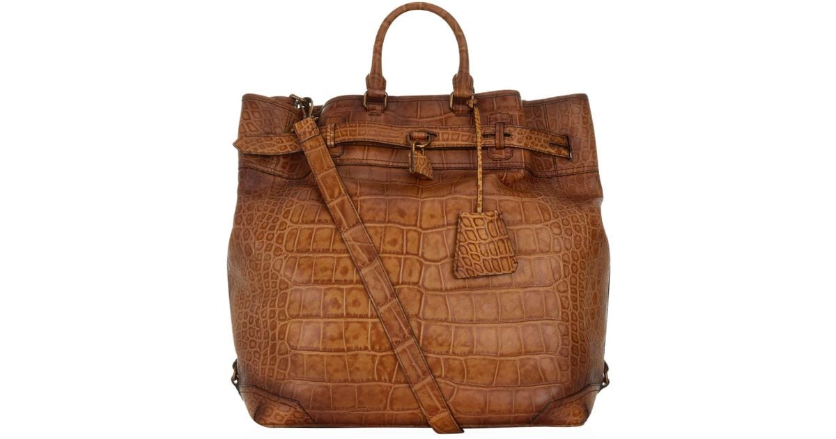 NEW BURBERRY ALLIGATOR LEATHER BAG DINTON WOMENS TOTE MADE IN ITALY