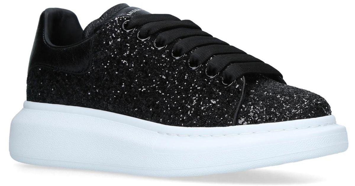 Alexander McQueen Leather Oversized Black Glitter Trainers - Save 44% ...