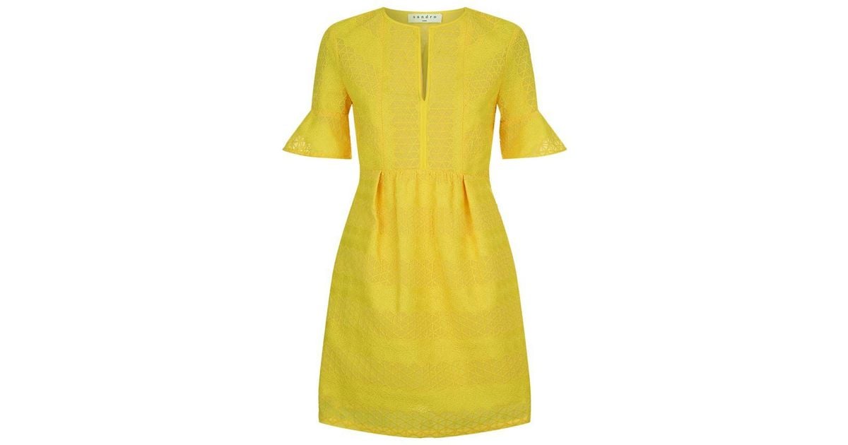 Sandro Mimosa Shift Dress in Yellow | Lyst UK