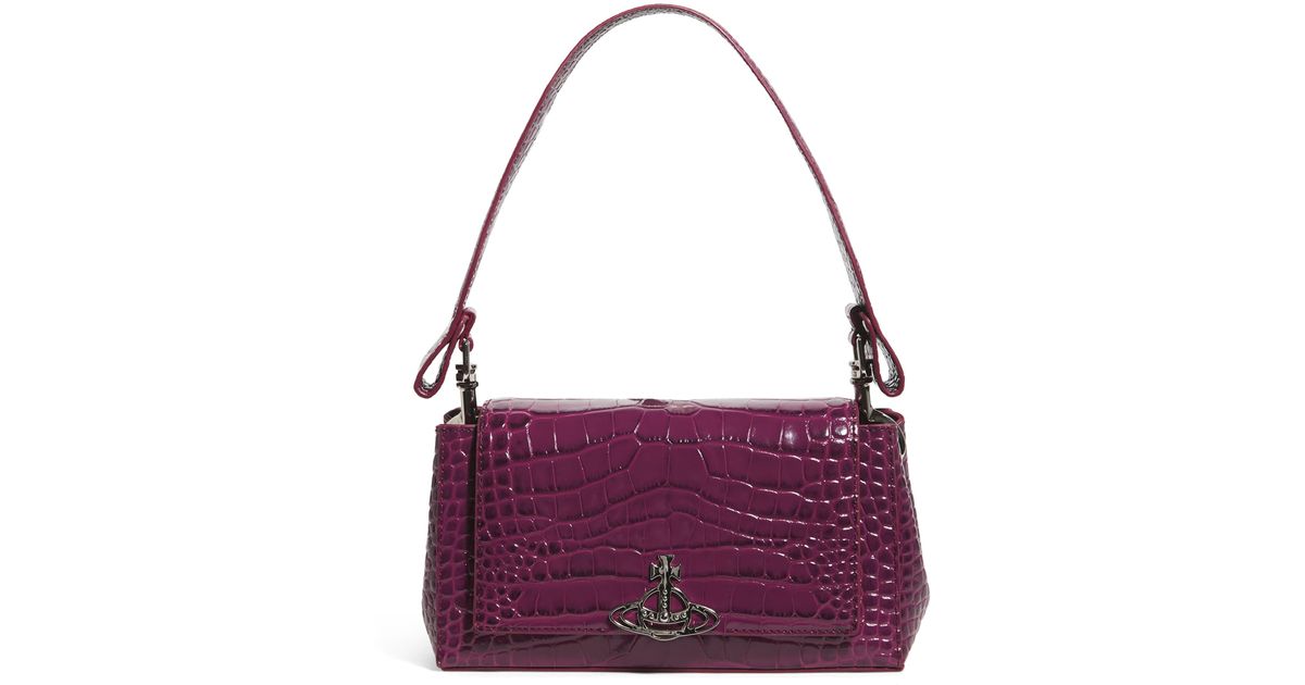 ★Vienne Westwood★ パープル スモール Hazel バッグ Vivienne Westwood Small Hazel Leather Shoulder Bag in Purple