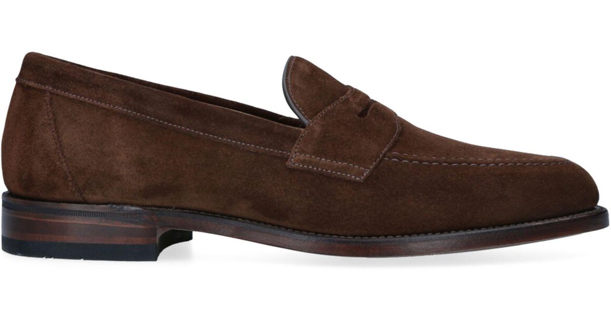Loake Suede Penny Loafers in Brown for Men | Lyst