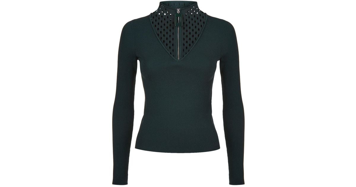 Sandro Cut-out Knit Sweater in Green | Lyst