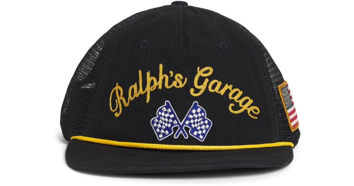 Polo Ralph Lauren Canvas Ralph's Garage Trucker Cap in Black