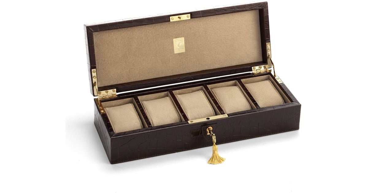 Aspinal of London Croc Print Watch Box in Brown Lyst UK
